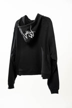 Cropped front tribal zipper - (Black-Distressed)